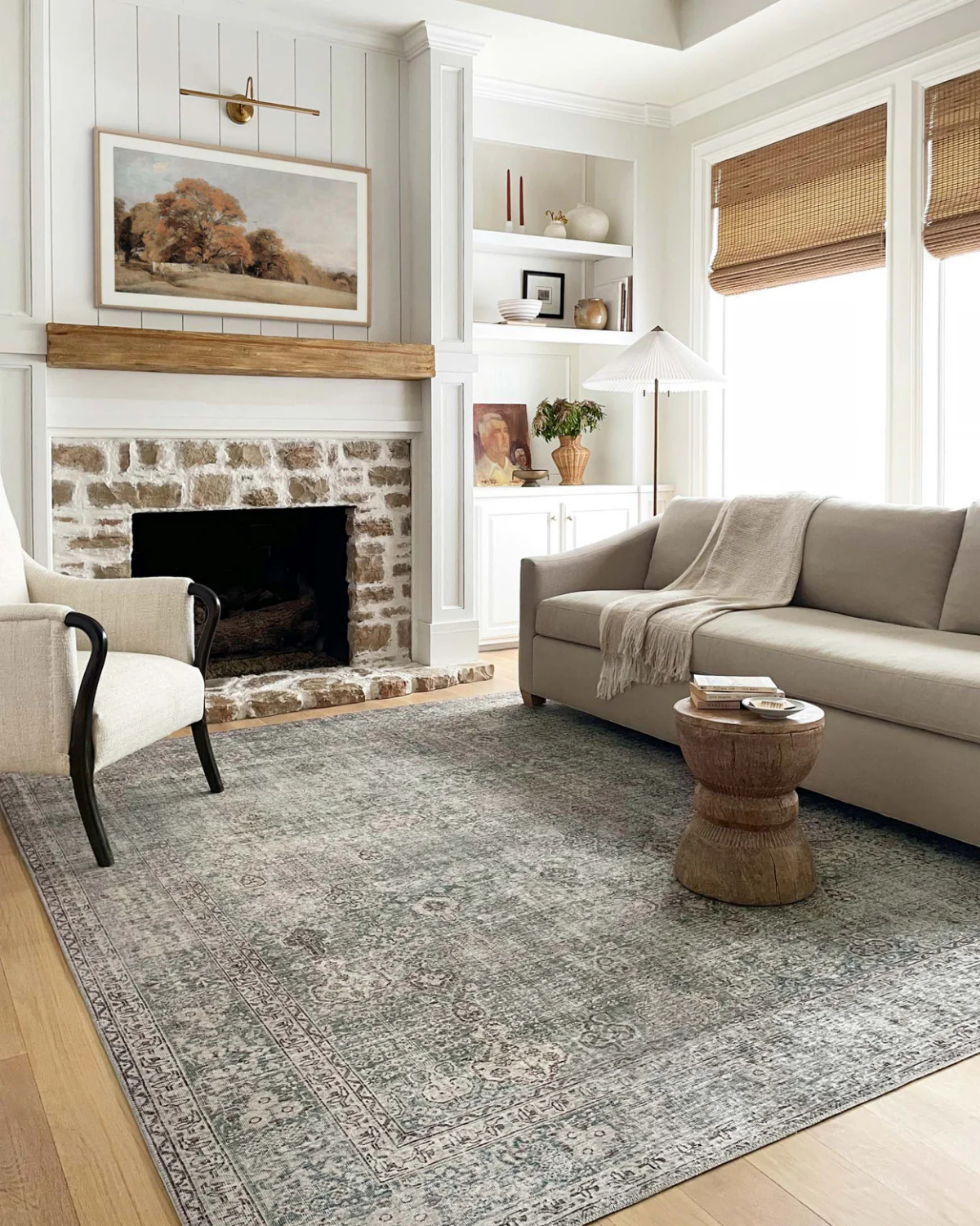 Jules CJ Emerald + Antique Ivory Vintage Rug