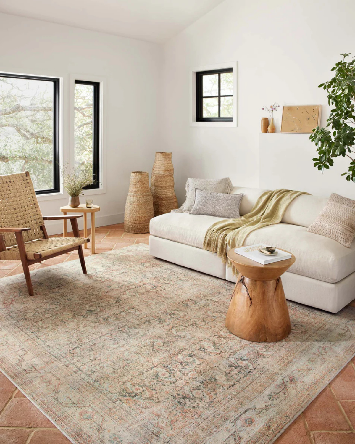 Adrian Natural + Apricot Polyester Rug