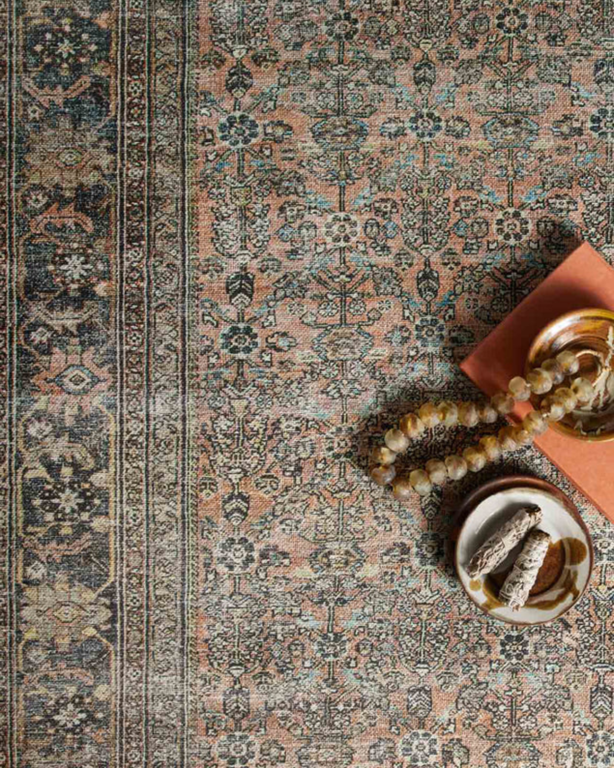 Adrian Terracotta + Multi Polyester Rug