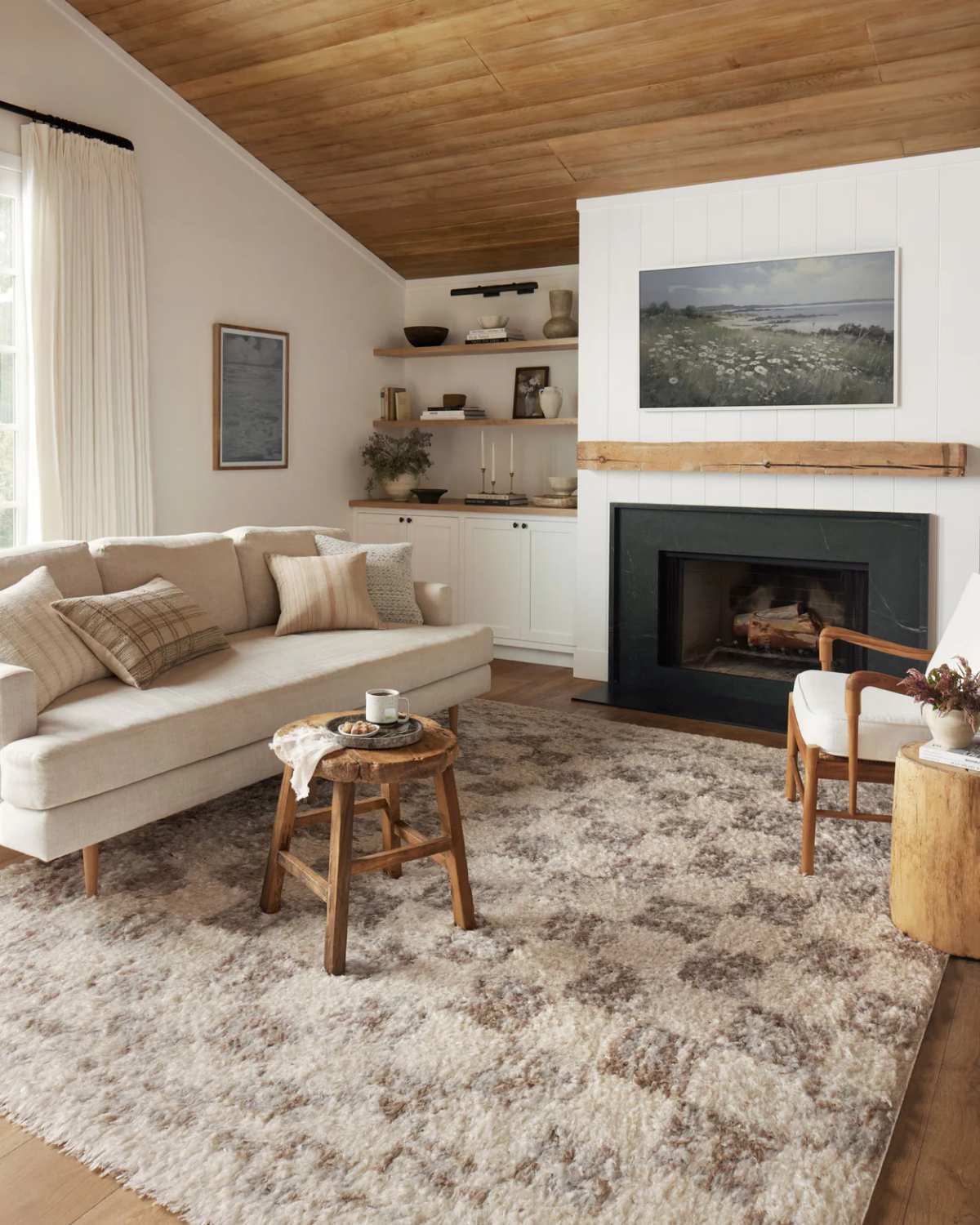 Amira AR Ivory + Pebble Polyester Rug
