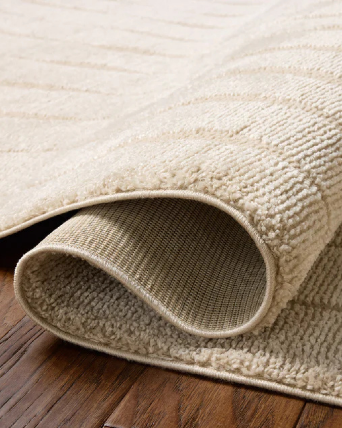 Calvin Ivory + Oatmeal Polyester Rug
