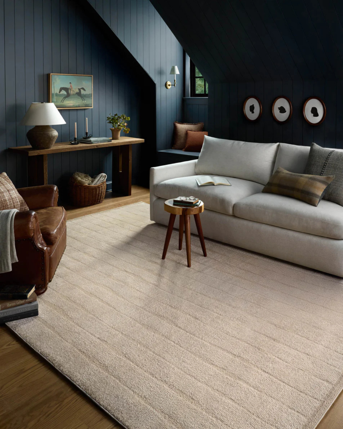 Calvin Ivory + Oatmeal Polyester Rug