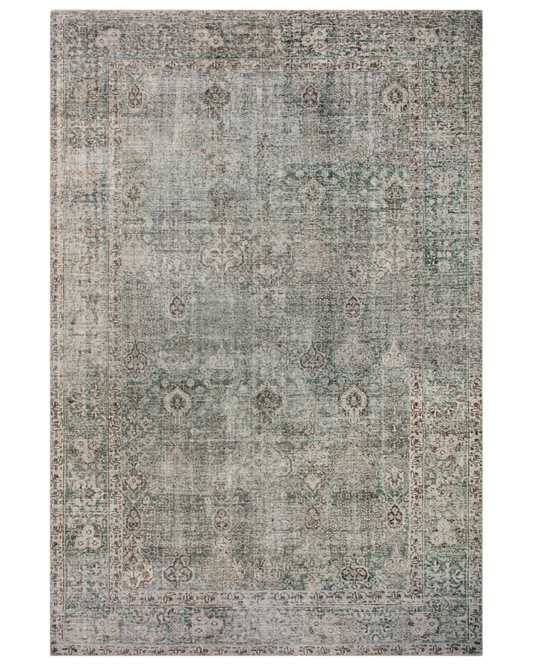 Jules CJ Emerald + Antique Ivory Vintage Rug