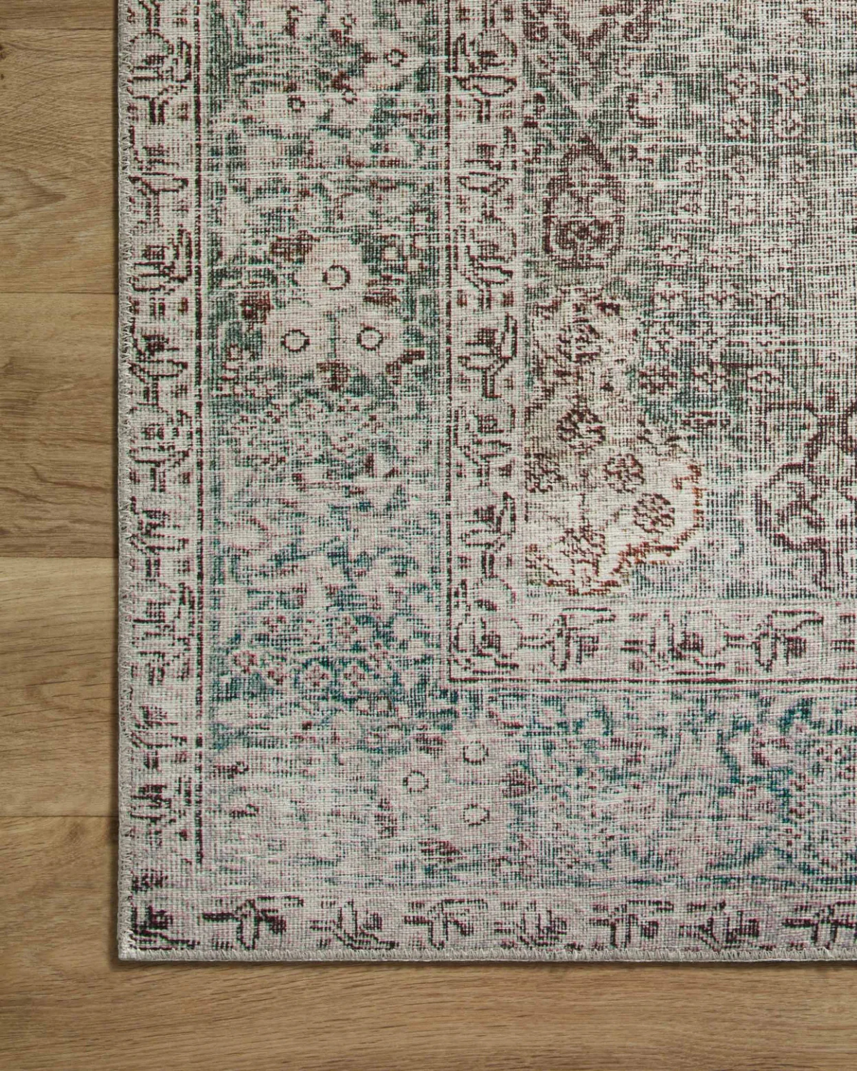 Jules CJ Emerald + Antique Ivory Vintage Rug