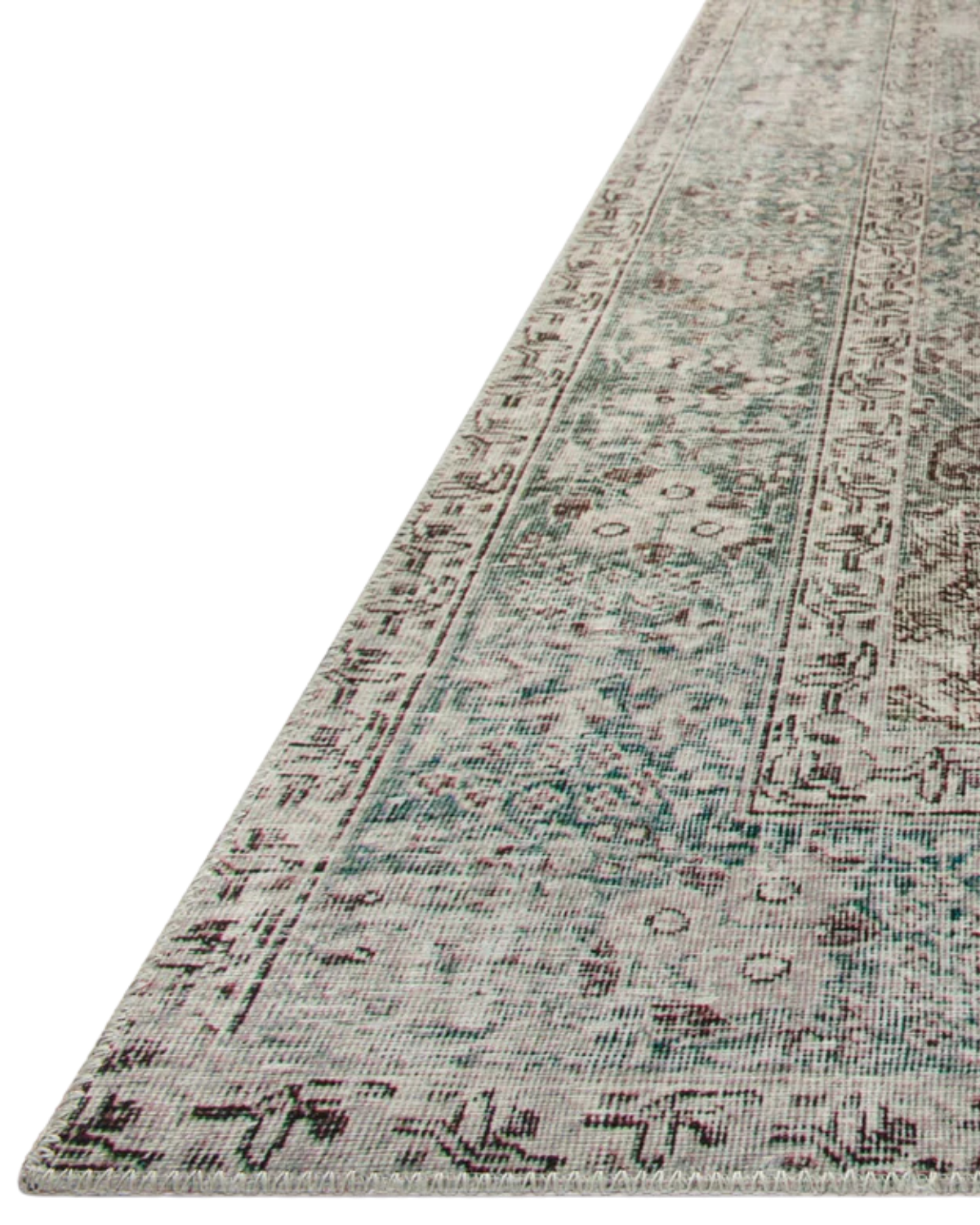 Jules CJ Emerald + Antique Ivory Vintage Rug