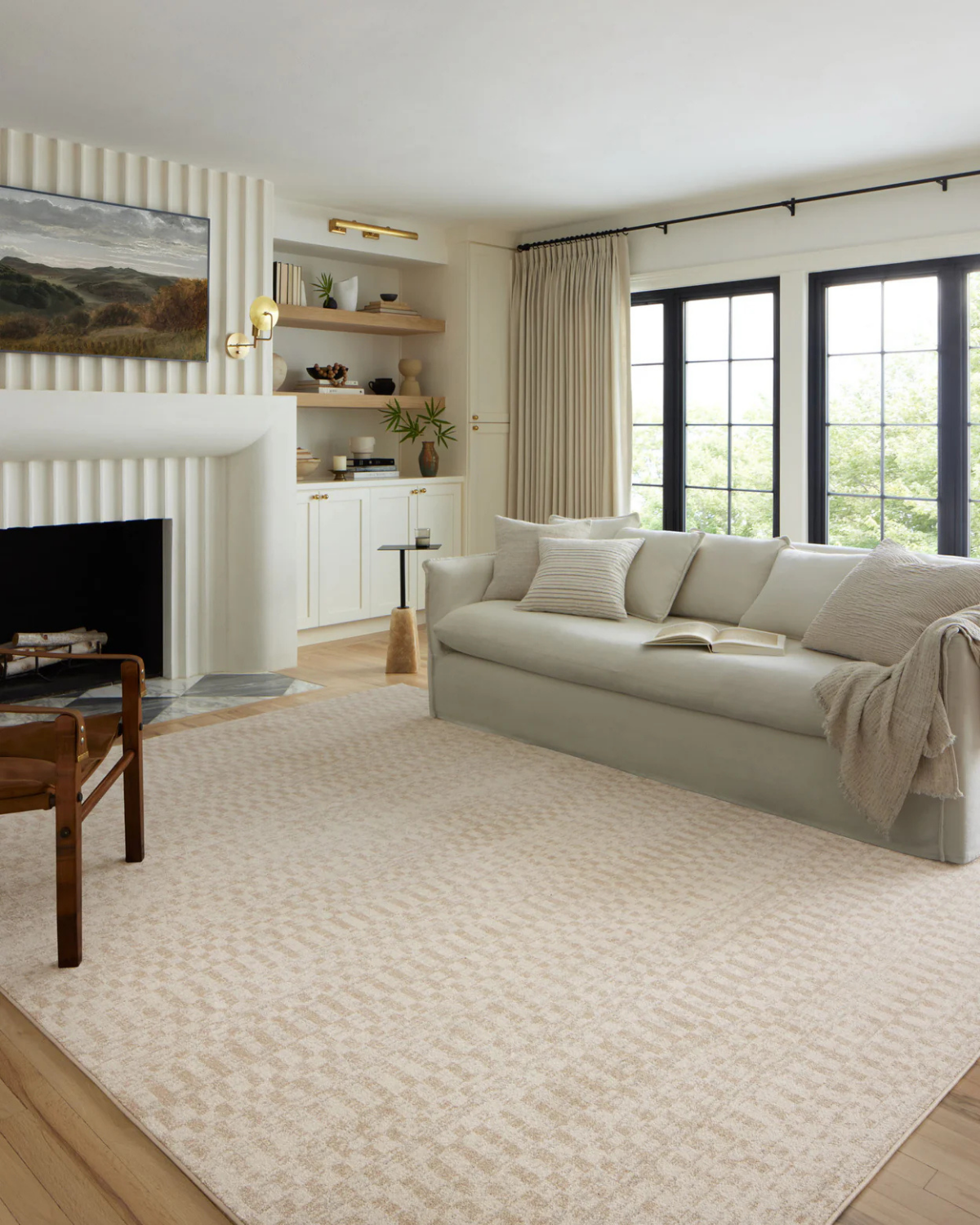 Kamala Ivory + Natural Polyester Rug